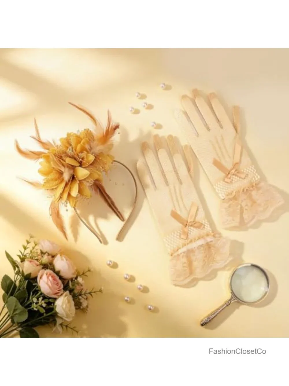 Lace Gloves and Fascinator Set for Tea Party Wedding Cocktail Accessories